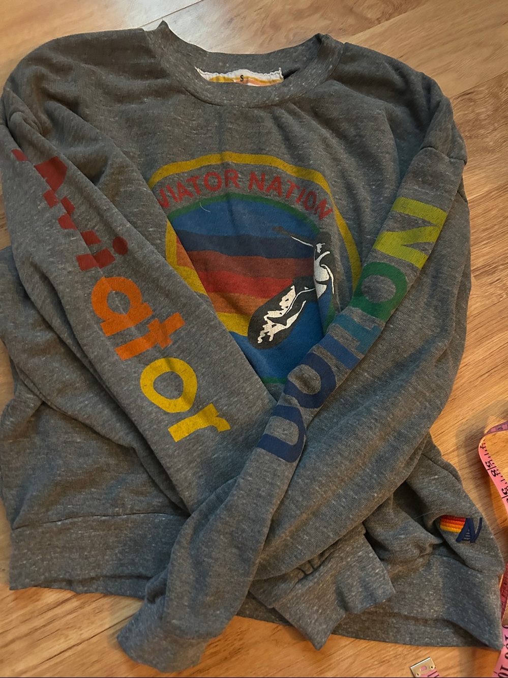 AVIATOR NATION RELAXED VENICE CREW SWEATSHIRT HEATHER GREY Small - Picture 11 of 11